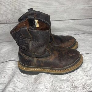 Little Georgia Giant Wellington Kids 3.5 Brown Waterproof Leather Boots